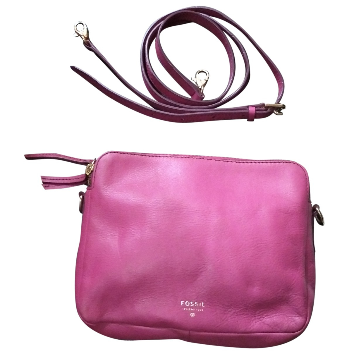 Leather crossbody bag Fossil Pink in 